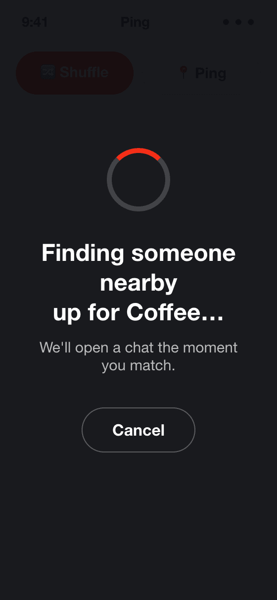 Shuffle — finding someone nearby right now